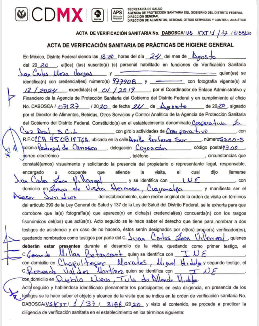 Documento del juzgado en la Ciudad de México