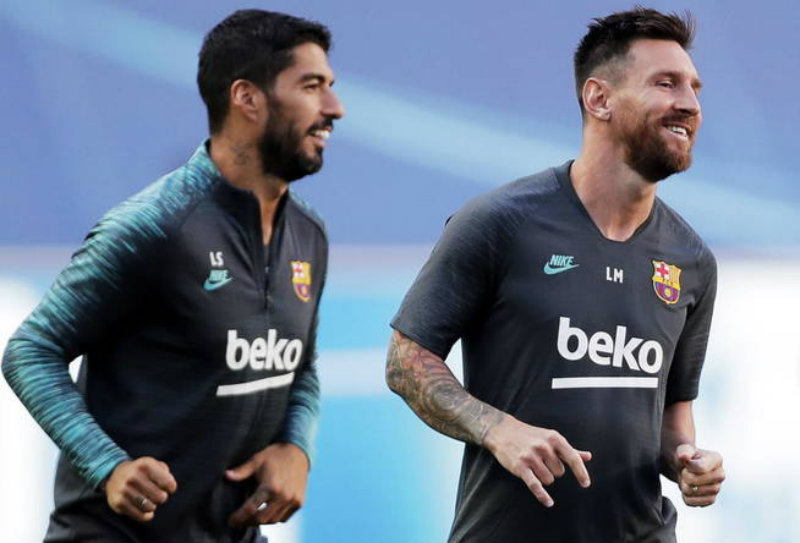 Messi y Suárez en un entrenamiento pasado del Barcelona