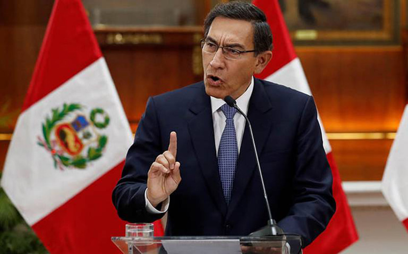 El presidente de Perú, Martín Vizcarra, en una conferencia 