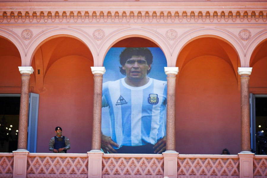 Imagen de Maradona en la Casa Rosada, sede de la presidencia de Argentina