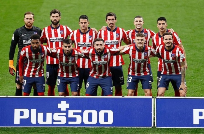 Jugadores del Atlético de Madrid previo a un partido