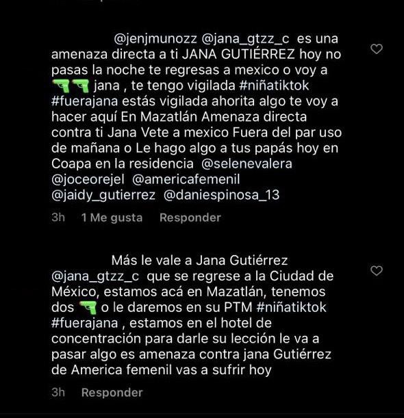 Amenazas hacia Jana Gutiérrez
