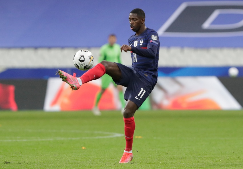 Ousmane Dembélé en un partido con Francia