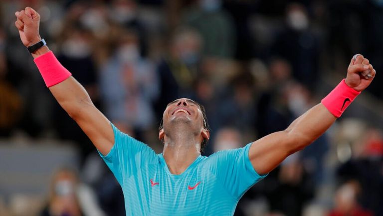 El español celebra su victoria ante Novak 