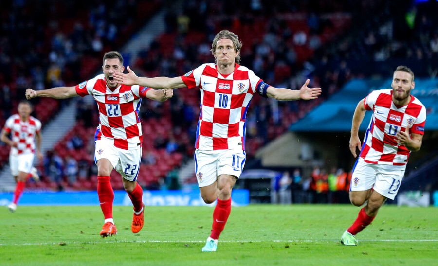 Luka Modric celebrando un gol con Croacia