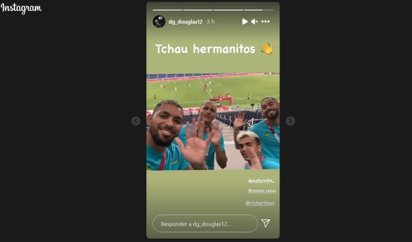 Douglas Luiz, Reinier Jesus, Richarlison y Matheus Cunha como espectadores del España vs Argentina 