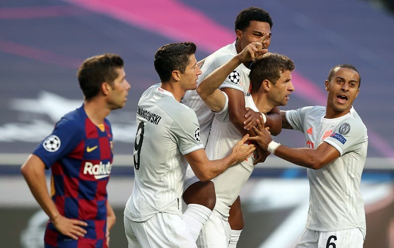 Thomas Müller celebra un gol contra el Barça