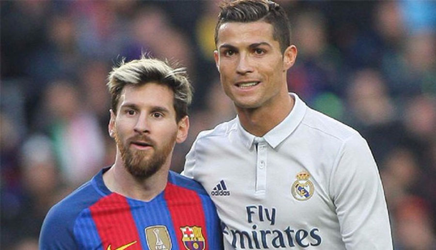 Messi y Ronaldo en juego entre Barcelona y Real Madrid