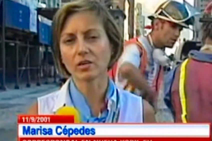 Marisa Céspedes en la cobertura del 11 de septiembre