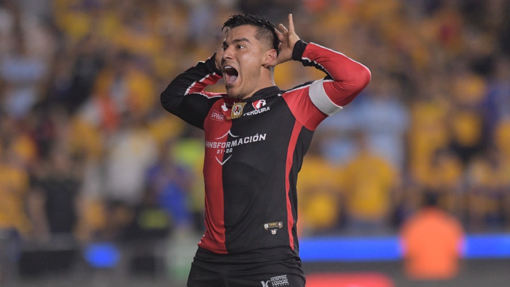 Aldo Rocha festejando gol ante Tigres en la Semifinal del Clausura 2022