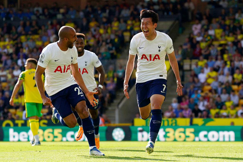 Heung-min Son festejando gol con Tottenham ante Norwich City