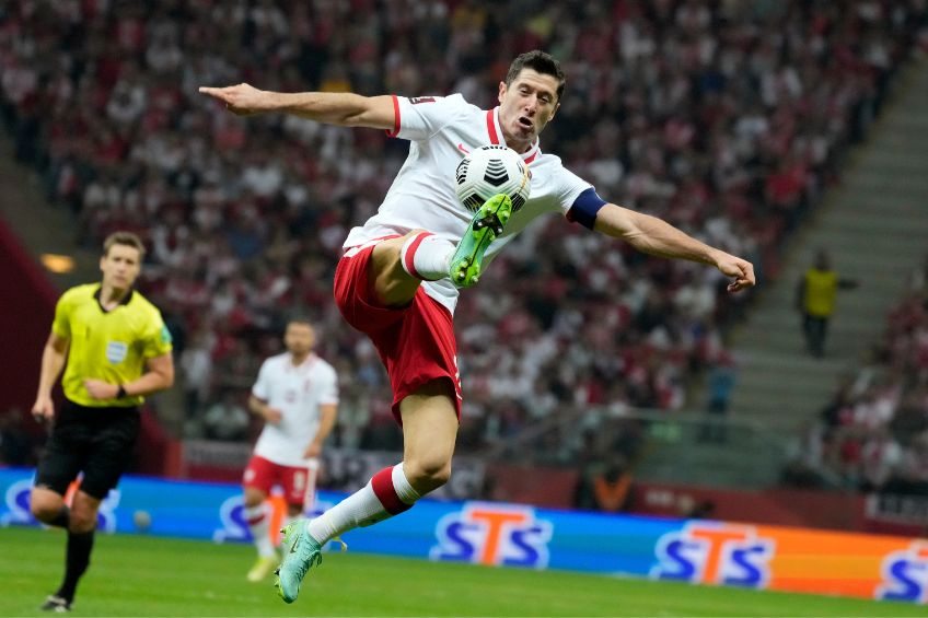 Robert Lewandowski durante un partido de Polonia
