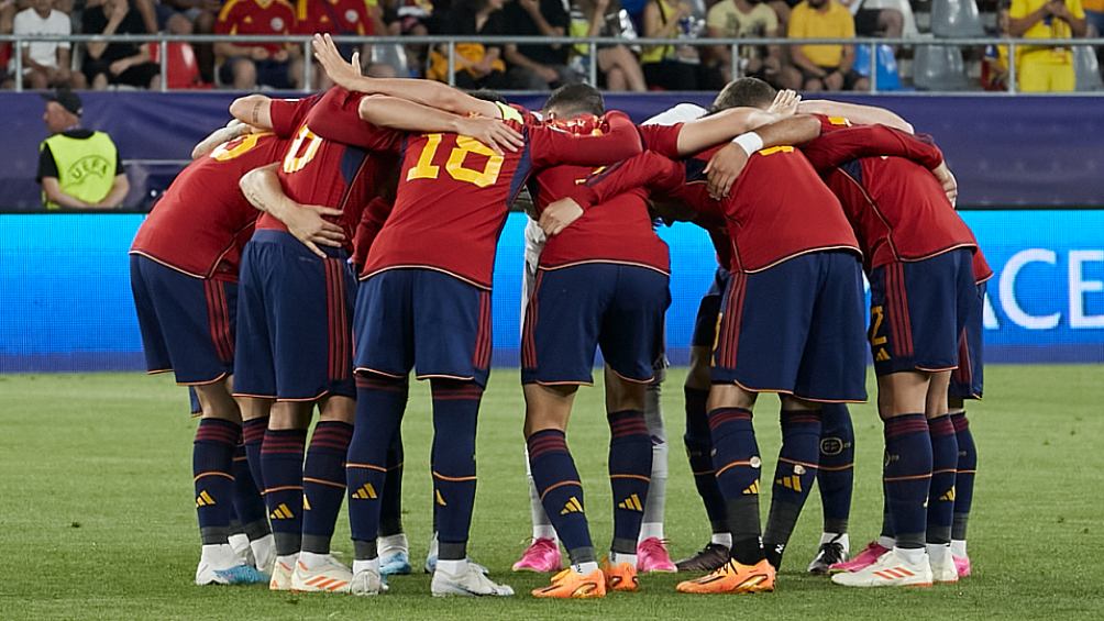 La Selección de España Sub21 durante un partido