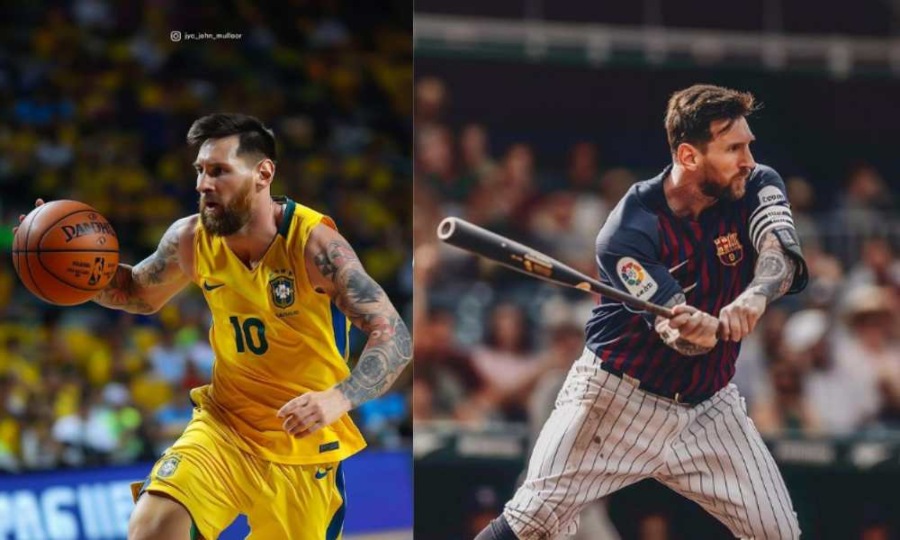 Lionel Messi jugando basquetbol | beisbol