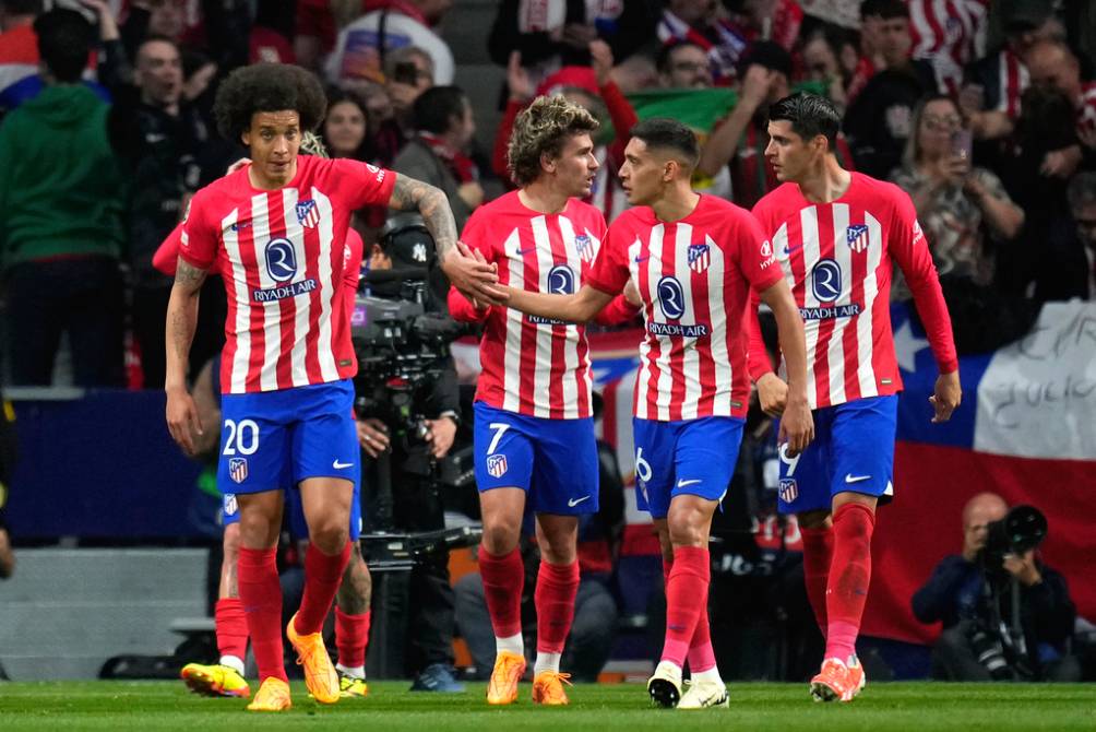 Jugadores de Atlético de Madrid en festejo de gol