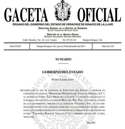 La gaceta oficial de Estado de Veracruz 