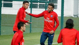 Neymar, durante entrenamiento con el PSG