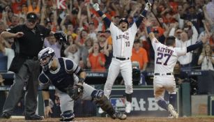 Astros de Houston festejan victoria frente a Yankees