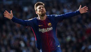 Lionel Messi festeja su gol 25 contra Real Madrid 