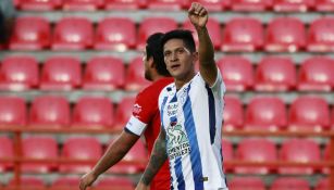 Germán Cano festeja su gol con los Tuzos de Pachuca