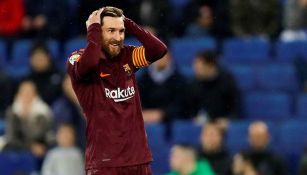 Messi se lamenta tras fallar penalti contra el Espanyol 