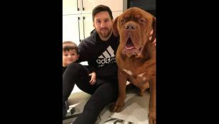 Messi junto a su hijo y perro 