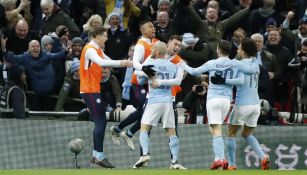 Manchester City celebra un gol de Silva 
