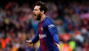 Lionel Messi celebra gol con el Barcelona 