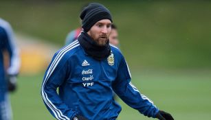Messi en un entrenamiento de Argentina 