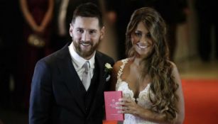 Lionel Messi y Antonella Rocuzzo el día de su boda
