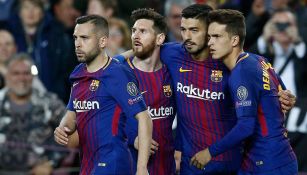 Jugadores del Barcelona celebran un gol en Champions League