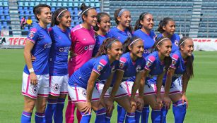 Las jugadoras del Cruz Azul, previo a un partido de la Liga MX Femenil