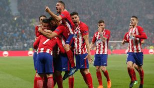 Festejo de los jugadores del Atlético de Madrid