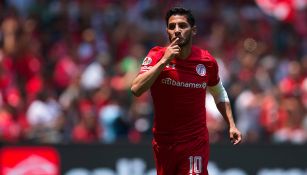 Ángel Reyna celebra un gol con Toluca
