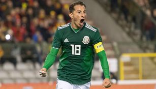 Andrés Guardado festeja una anotación con la Selección Mexicana