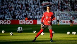 Manuel Neuer durante un entrenamiento con el Bayern