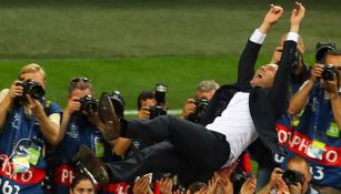 Zidane en el festejo de la Champions League 