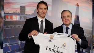 Lopetegui junto a Florentino en su presentación con el Real Madrid 