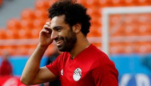Mohamed Salah, en un entrenamiento con Egipto