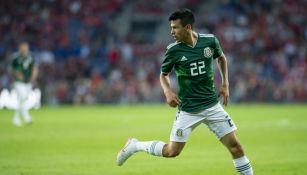 Hirving Lozano en partido con la Selección Mexicana 