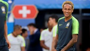 Neymar durante un entrenamiento de Brasil