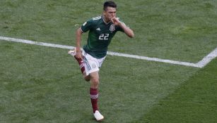 Lozano celebra su golazo contra Alemania en el Mundial 