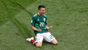 Lozano festeja su gol frente a Alemania en Rusia 2018