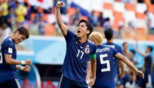 Yuya Osako celebra el tanto de la victoria de Japón 