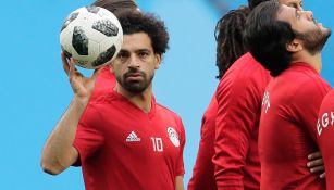 Mohamed Salah en un entrenamiento con Egipto