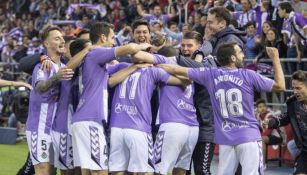 Jugadores del Real Valladolid, en pleno festejo 