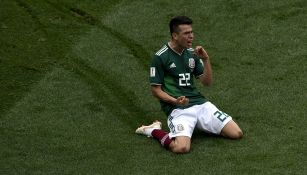 Chucky Lozano celebra su gol ante Alemania