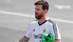 Messi, durante un entrenamiento con Argentina