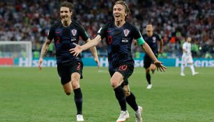 Modric celebra un tanto en la Copa del Mundo
