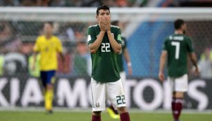 Hirving Lozano, en el juego entre México y Suecia en Rusia 2018